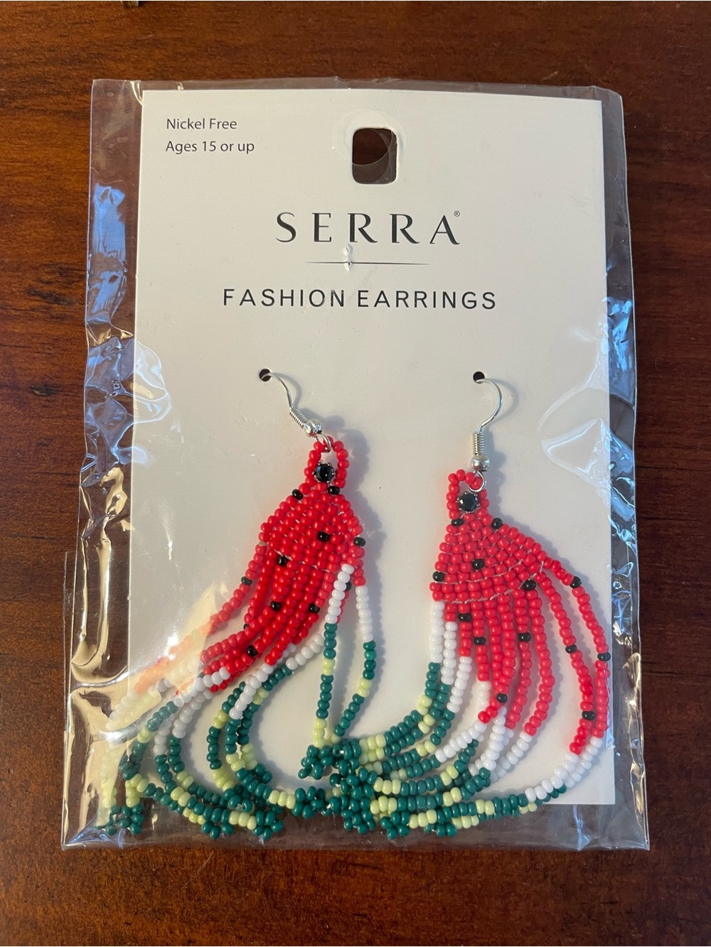 Bundle 3/$12. Serra Red, Green & White Watermelon Fringe Earrings
